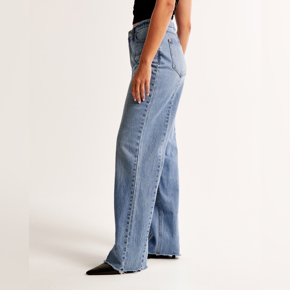 Abercrombie Curve Love 26|2s - 90s Straight Ultra High Rise Jean Vertical Splice - Picture 12 of 13